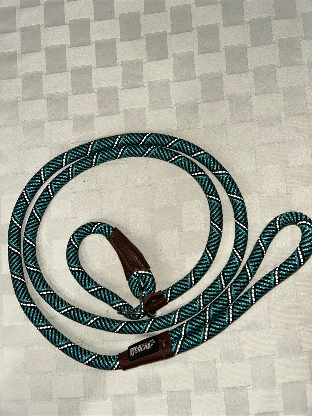 Teal Patterned Rope Dog Leash - Teal